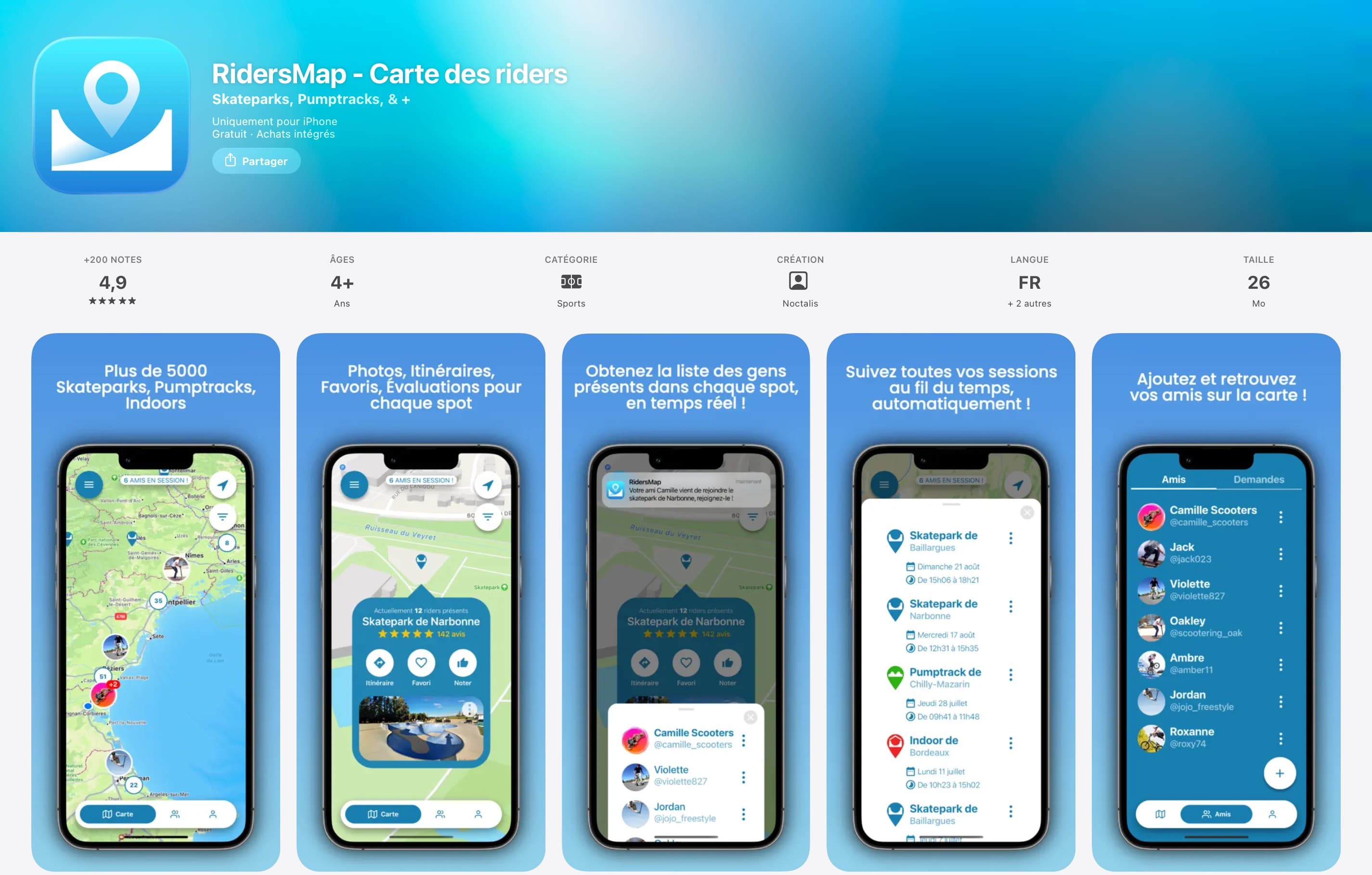 RidersMap app screens